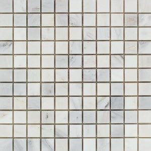 1 x 1 Honed Oriental White Marble Mosaic Tile