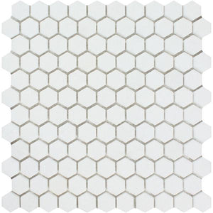 1 x 1 Honed Thassos White Marble Hexagon Mosaic Tile
