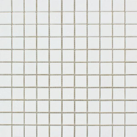 1 x 1 Honed Thassos White Marble Mosaic Tile