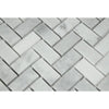 1 x 2 Polished Bianco Mare Marble Herringbone Mosaic Tile