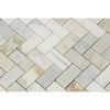 1 x 2 Polished Calacatta Gold Marble Herringbone Mosaic Tile