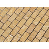 1 x 2 Tumbled Gold Travertine Brick Mosaic Tile