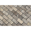 1 x 2 Tumbled Silver Travertine Brick Mosaic Tile