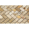 1 x 2 Tumbled Valencia Travertine Herringbone Mosaic Tile