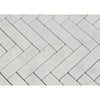 1 x 4 Honed Bianco Carrara Marble Herringbone Mosaic Tile