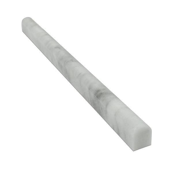 1/2 x 12 Polished Bianco Mare Marble Pencil Liner