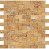 1 x 2 Split-faced Gold Travertine Brick Mosaic