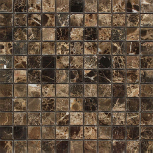 1 x 1 Polished Emperador Dark Marble Mosaic Tile