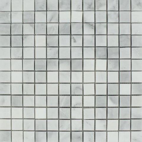 1 x 1 Polished Bianco Mare Marble Mosaic Tile