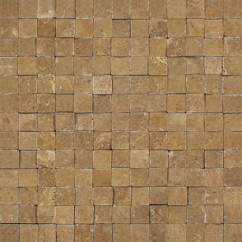 1 x 1 Split-faced Noce Travertine Mosaic Tile
