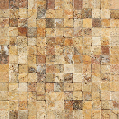 1 x 1 Split-faced Scabos Travertine Mosaic Tile