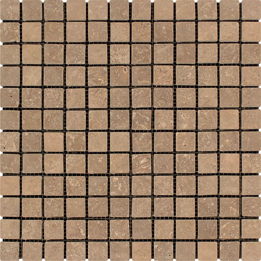 1 x 1 Tumbled Noce Travertine Mosaic Tile