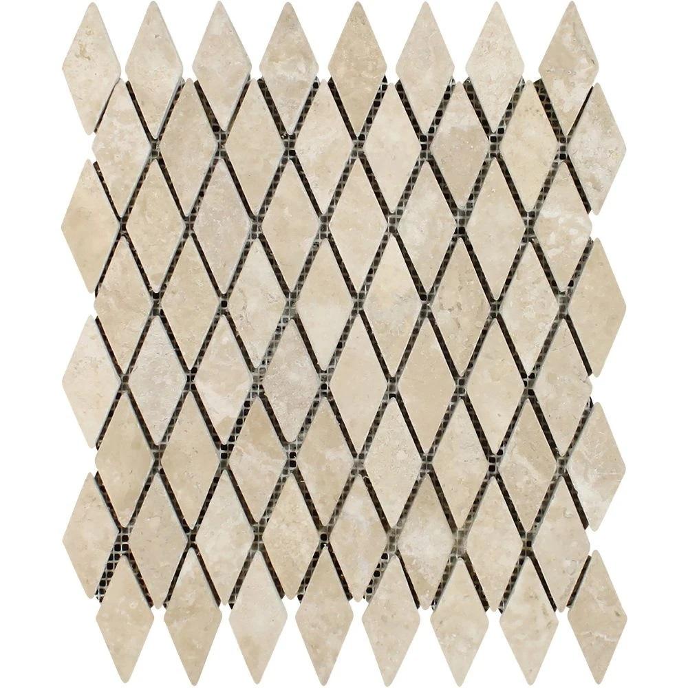 1 x 2 Tumbled Durango Travertine Diamond Mosaic Tile