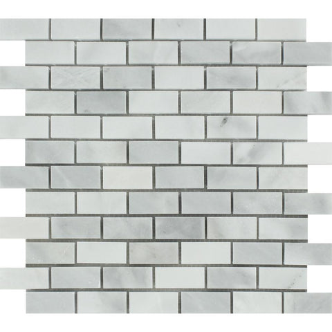 1 x 2 Honed Bianco Mare Marble Mosaic Tile