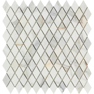 1 x 2 Polished Calacatta Gold Marble Diamond Mosaic Tile