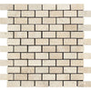 1 x 2 Tumbled Ivory Travertine Brick Mosaic Tile