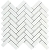 1 x 3 Honed Thassos White Marble Herringbone Mosaic Tile