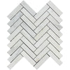 1 x 4 Polished Oriental White Marble Mini Herringbone Mosaic Tile