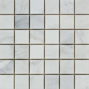 2 x 2 Honed Oriental White Marble Mosaic Tile