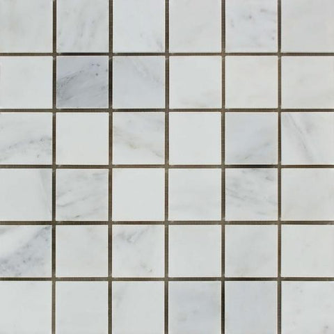 2 x 2 Honed Oriental White Marble Mosaic Tile