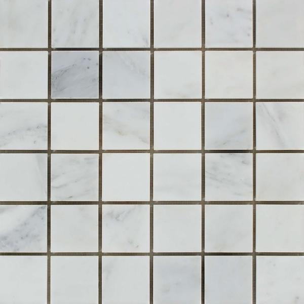 2 x 2 Polished Oriental White Marble Mosaic Tile