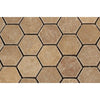 2 x 2 Tumbled Noce Travertine Hexagon Mosaic
