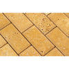 2 x 4 Honed Gold Travertine Deep-Beveled Brick Mosaic Tile