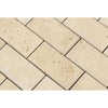 2 x 4 Honed Ivory Travertine Deep-Beveled Brick Mosaic Tile