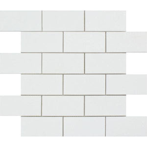 2 x 4 Honed Thassos White Marble Brick Mosaic Tile