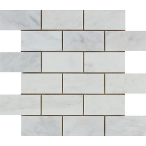2 x 4 Polished Oriental White Marble Brick Mosaic Tile