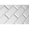 2 x 4 Polished Thassos White Marble Deep-Beveled Brick Mosaic Tile