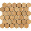 2 x 2 Tumbled Gold Travertine Hexagon Mosaic Tile