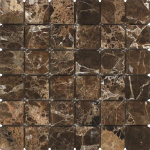 2 x 2 Tumbled Emperador Dark Marble Mosaic Tile