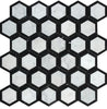 2 x 2 Polished Bianco Carrara Marble Vortex Hexagon Mosaic Tile (w/ Black)