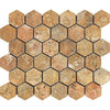 2 x 2 Tumbled Scabos Travertine Hexagon Mosaic Tile