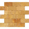 2 x 4 CNC-Arched Gold Travertine Brick Mosaic Tile