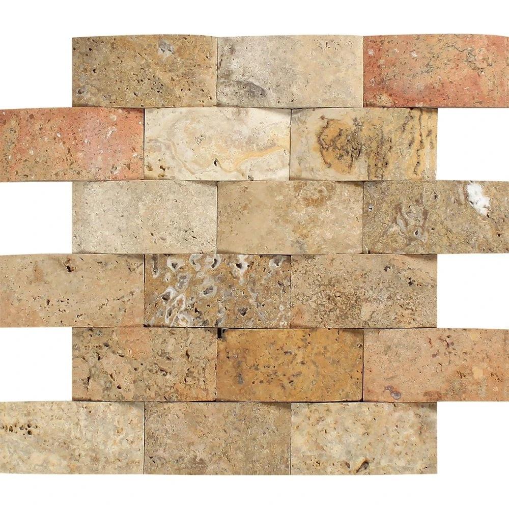 2 x 4 CNC-Arched Travertine Scabos Brick Mosaic Tile