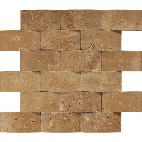 2 x 4 CNC-Arched Noce Travertine Brick Mosaic Tile
