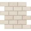 2 x 4 Polished Crema Marfil Marble Deep-Beveled Brick Mosaic Tile