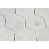 3 x 3 Polished Bianco Carrara Marble Hexagon Mosaic Tile