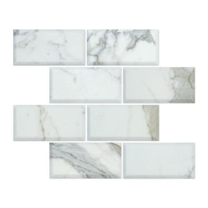 3 x 6 Deep-Beveled Polished Calacatta Gold Marble Tile