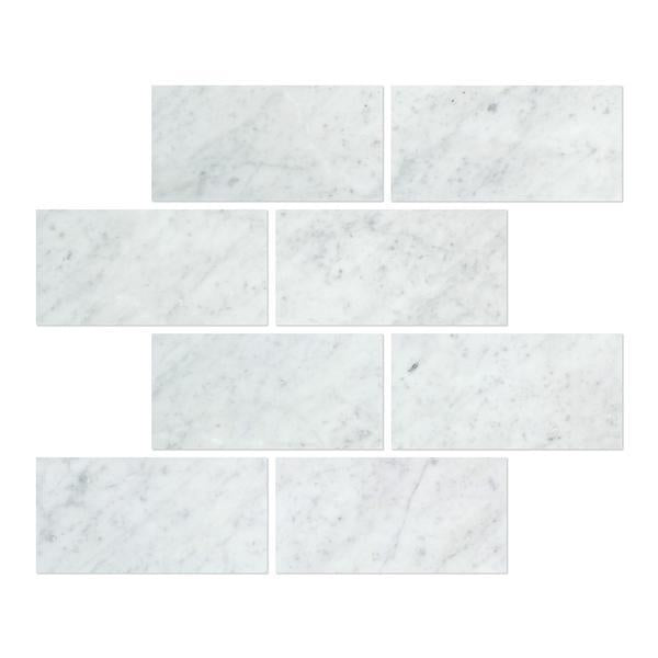 3 x 6 Honed Bianco Carrara Marble Tile