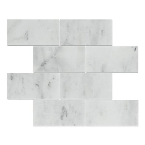 3 x 6 Honed Bianco Mare Marble Tile