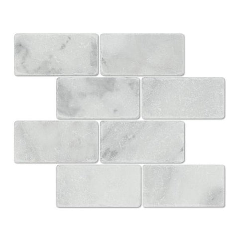 3 x 6 Tumbled Bianco Mare Marble Tile