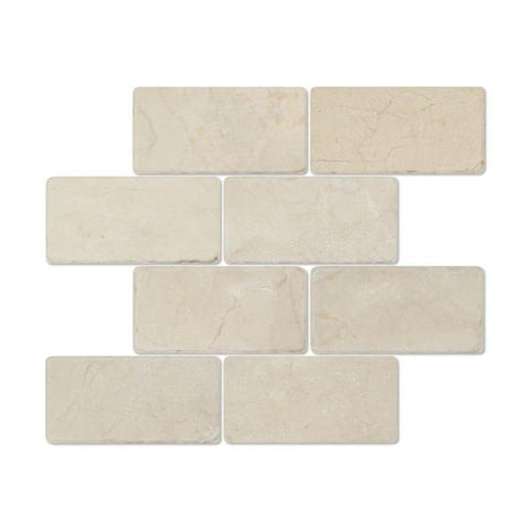 3 x 6 Tumbled Crema Marfil Marble Tile