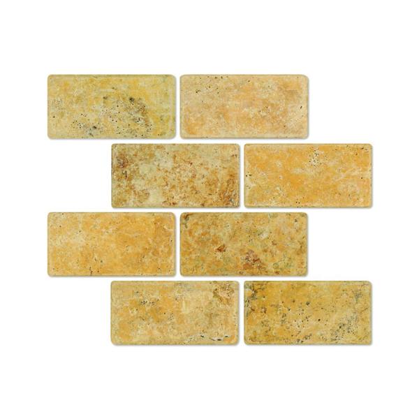 3 x 6 Tumbled Gold Travertine Tile