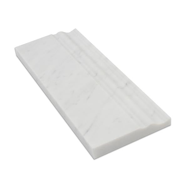 4 3/4 x 12 Honed Bianco Carrara Marble Baseboard Trim