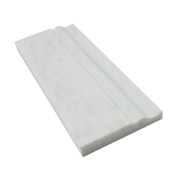 4 3/4 x 12 Honed Oriental White Marble Baseboard Trim