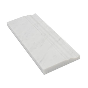4 3/4 x 12 Polished Bianco Carrara Marble Baseboard Trim