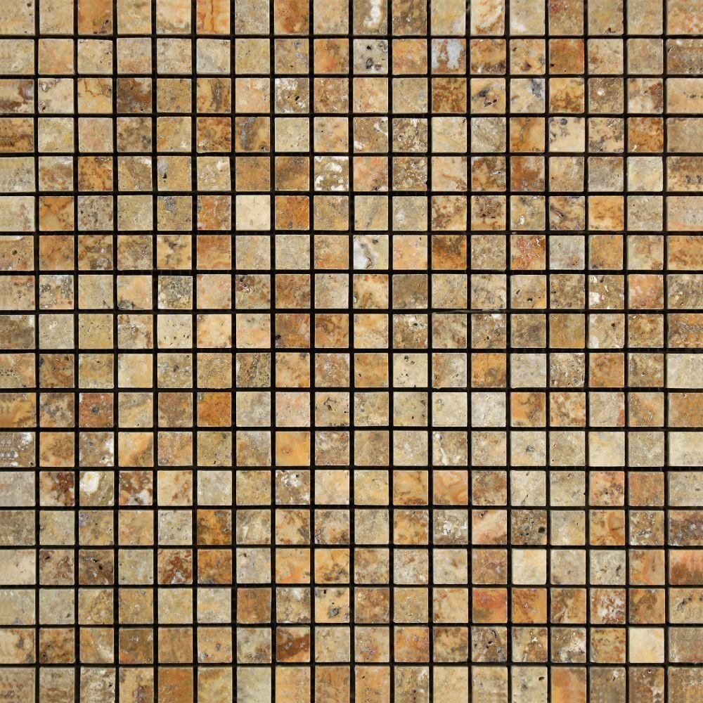 5/8 x 5/8 Polished Scabos Travertine Mosaic Tile